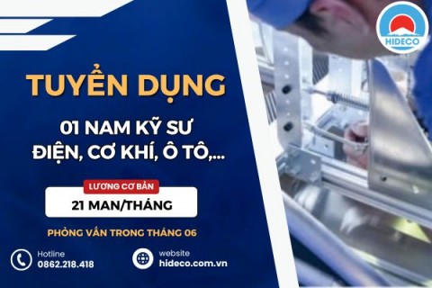 HD5398 TUYỂN 1 NAM KỸ SƯ ĐIỆN, CƠ KHÍ, Ô TÔ,...