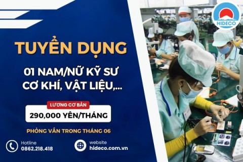 HD5405 TUYỂN 1 NAM/NỮ KỸ SƯ CƠ KHÍ, VẬT LIỆU,...