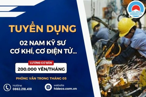 HD5385 TUYỂN 2 NAM KỸ SƯ NGÀNH CƠ KHÍ, CƠ ĐIỆN TỬ,...