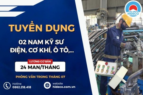 HD5430 TUYỂN 2 NAM KỸ SƯ ĐIỆN, CƠ KHÍ, Ô TÔ,...