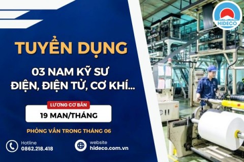 HD5424 TUYỂN 3 NAM KỸ SƯ ĐIỆN, ĐIỆN TỬ, CƠ KHÍ...
