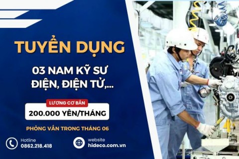 HD5409 TUYỂN 3 NAM KỸ SƯ ĐIỆN, ĐIỆN TỬ,...