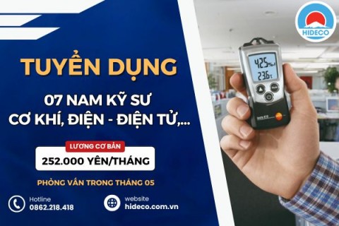 HD5377 TUYỂN 7 NAM KỸ SƯ NGÀNH: CƠ KHÍ, ĐIỆN - ĐIỆN TỬ,...