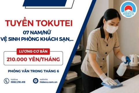 D3690 TUYỂN 7 NAM/NỮ TOKUTEI VỆ SINH PHÒNG KHÁCH SẠN,...