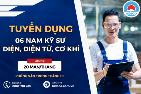 TUYỂN 6 NAM KỸ SƯ ĐIỆN, ĐIỆN TỬ, CƠ KHÍ, NHỰA, THIẾT KẾ 