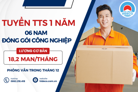 TUYỂN 06 NAM TTS 1 NĂM LÀM ĐÓNG GÓI CÔNG NGHIỆP TẠI NHẬT BẢN