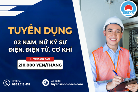 TUYỂN 02 NAM KỸ SƯ ĐIỆN TỬ, CƠ KHÍ, CƠ ĐIỆN TỬ