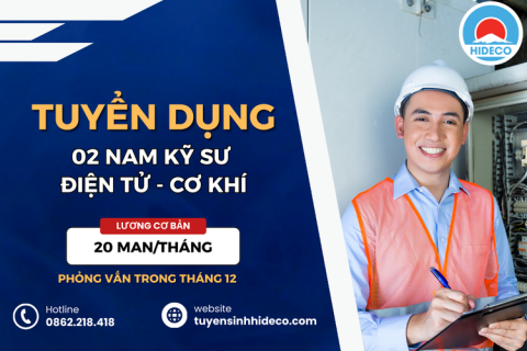 HD5095 TUYỂN 02 NAM KỸ SƯ CƠ KHÍ - ĐIỆN - ĐIỆN TỬ