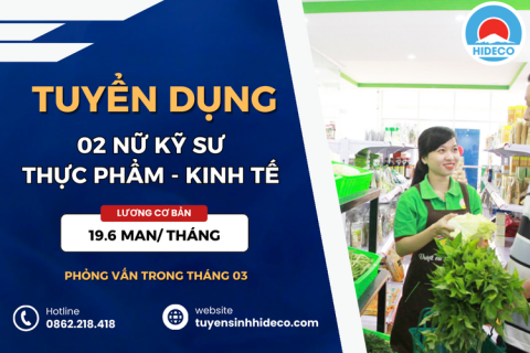 HD5246 TUYỂN 02 NỮ KỸ SƯ KINH TẾ - THỰC PHẨM