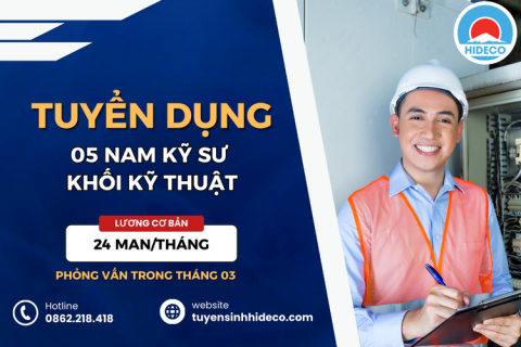 HD5287 TUYỂN 05 NAM KỸ SƯ KHỐI NGÀNH KỸ THUẬT