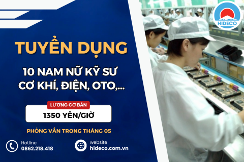 HD5381 TUYỂN 10 NAM NỮ KỸ SƯ ĐIỆN, CƠ KHÍ, OTO,...