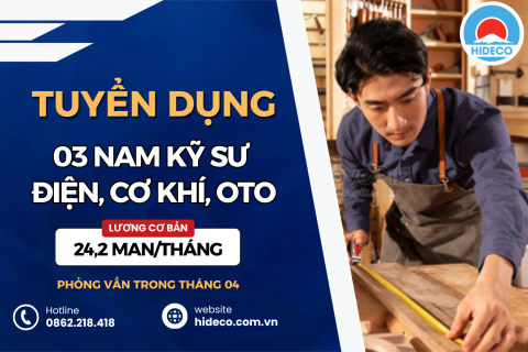HD5338 TUYỂN 3 NAM KỸ SƯ ĐIỆN, CƠ KHÍ, OTO, IT,...