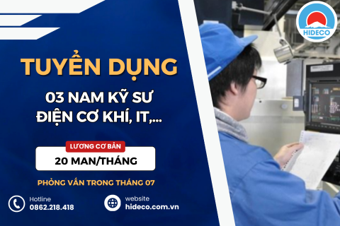 HD5444 TUYỂN 03 NAM KỸ SƯ ĐIỆN, CƠ KHÍ, OTO, IT