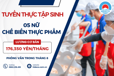 H1664 TUYỂN 5 NỮ TTS CHẾ BIẾN THỰC PHẨM
