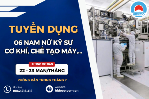 HD5439 TUYỂN 6 NAM NỮ KỸ SƯ CƠ KHÍ, CHẾ TẠO MÁY,...