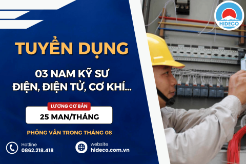 HD5454 TUYỂN 03 NAM KỸ SƯ ĐIỆN, ĐIỆN TỬ, CƠ KHÍ
