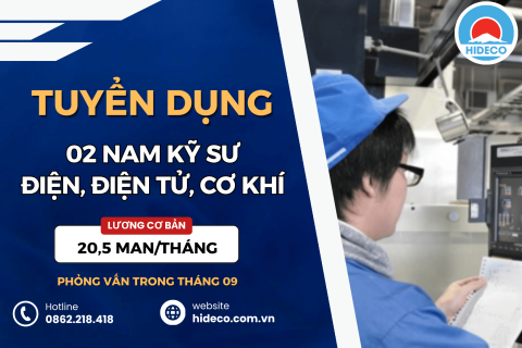 HD5470 TUYỂN 02 NAM KỸ SƯ ĐIỆN, ĐIỆN TỬ, CƠ KHÍ, OTO