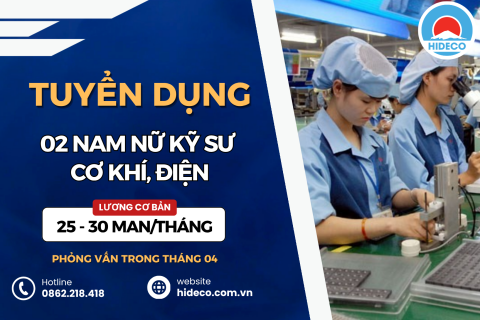 HD5354 TUYỂN 2 NAM NỮ KỸ SƯ CƠ KHÍ, ĐIỆN