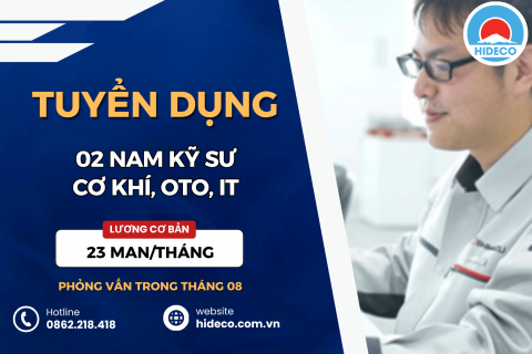 HD5456 TUYỂN 02 NAM KỸ SƯ CƠ KHÍ, OTO, IT