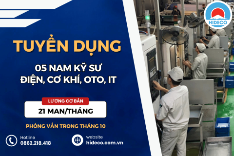 HD5496 TUYỂN 05 NAM KỸ SƯ ĐIỆN, CƠ KHÍ, OTO, IT 