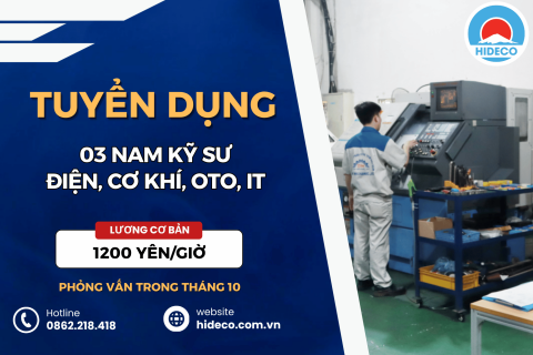 HD5495 TUYỂN 03 NAM KỸ SƯ ĐIỆN, CƠ KHÍ, OTO, IT 