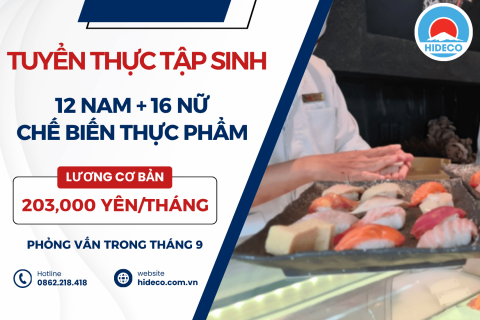 H1721 TUYỂN 12 NAM 16 NỮ TTS CHẾ BIẾN THỰC PHẨM