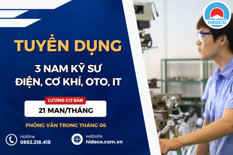HD5402 TUYỂN 3 NAM KỸ SƯ ĐIỆN, CƠ KHÍ, OTO, IT