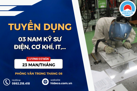 HD5448 TUYỂN 03 NAM KỸ SƯ ĐIỆN, CƠ KHÍ, IT