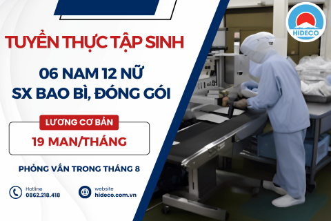 H1675 TUYỂN 06 NAM 12 NỮ TTS SX BAO BÌ, ĐÓNG GÓI SẢN PHẨM