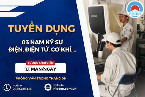 HD5485 TUYỂN 03 NAM KỸ SƯ ĐIỆN, ĐIỆN TỬ, CƠ KHÍ, OTO