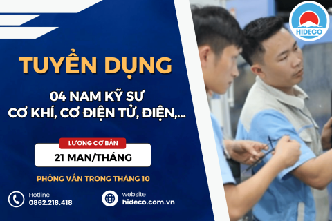 HD5492 TUYỂN 04 NAM KỸ SƯ CƠ KHÍ, CƠ ĐIỆN TỬ, ĐIỆN, ĐIỆN TỬ
