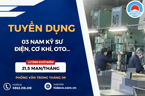 HD5486 TUYỂN 03 NAM KỸ SƯ ĐIỆN, CƠ KHÍ, OTO,...