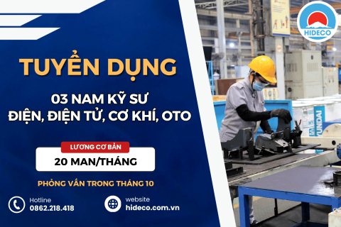 HD5494 TUYỂN 03 NAM KỸ SƯ ĐIỆN, ĐIỆN TỬ, CƠ KHÍ