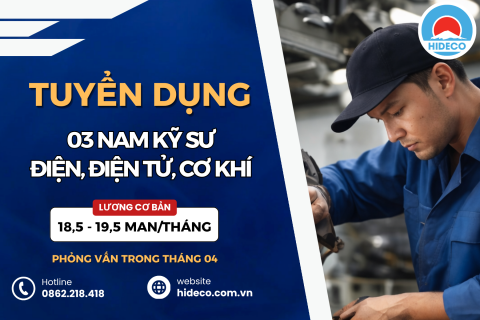 HD5344 TUYỂN 3 NAM KỸ SƯ ĐIỆN, ĐIỆN TỬ, ĐIỆN CÔNG NGHIỆP
