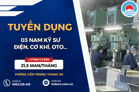 HD5486 TUYỂN 03 NAM KỸ SƯ ĐIỆN, CƠ KHÍ, OTO,...