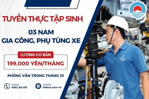 H1781 TUYỂN 03 NAM TTS GIA CÔNG, PHỤ TÙNG XE