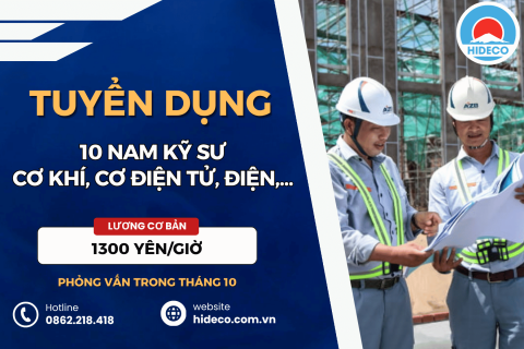 HD5505 TUYỂN 10 NAM KỸ SƯ CƠ KHÍ, CƠ ĐIỆN TỬ, ĐIỆN, ĐIỆN TỬ