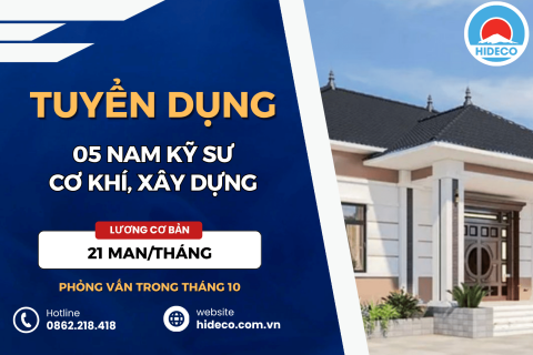 HD5508 TUYỂN 05 NAM KỸ SƯ CƠ KHÍ, XÂY DỰNG