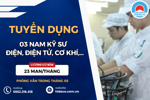 HD5365 TUYỂN 3 NAM KỸ SƯ ĐIỆN, ĐIỆN TỬ, CƠ KHÍ