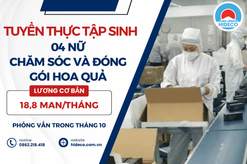 H1785 TUYỂN 04 NỮ TTS CHĂM SÓC VÀ ĐÓNG GÓI HOA QUẢ