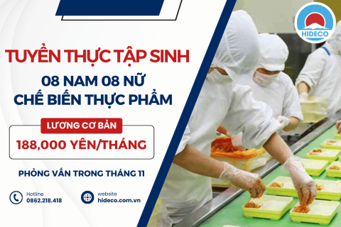H1822 TUYỂN 08 NAM 08 NỮ TTS CHẾ BIẾN THỰC PHẨM 