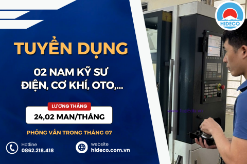 HD5435 TUYỂN 2 NAM KỸ SƯ ĐIỆN, CƠ KHÍ, OTO,...