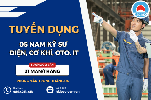HD5330 TUYỂN 5 NAM KỸ SƯ ĐIỆN CƠ KHÍ, OTO, IT
