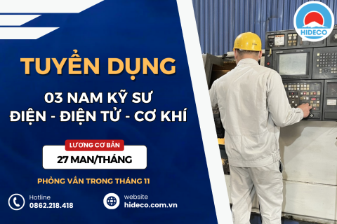 TUYỂN 03 NAM KỸ SƯ ĐIỆN - ĐIỆN TỬ - CƠ ĐIỆN TỬ - CƠ KHÍ LÀM VIỆC TẠI NHẬT