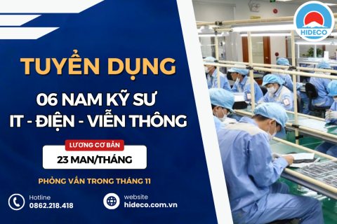 HD4135 TUYỂN 06 NAM KỸ SƯ IT - ĐIỆN - ĐIỆN TỬ - VIỄN THÔNG 