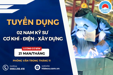 HD4111 TUYỂN 2 NAM KỸ SƯ XÂY DỰNG, ĐIỆN, CƠ KHÍ, TỰ ĐỘNG HÓA