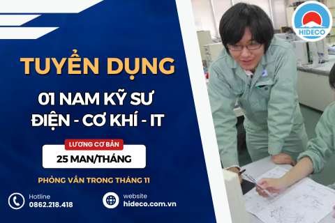 HD4152 TUYỂN 01 NAM KỸ SƯ KHỐI KỸ THUẬT - ĐIỆN - ĐIỆN TỬ - CƠ KHÍ - TỰ ĐỘNG HOÁ - CNTT