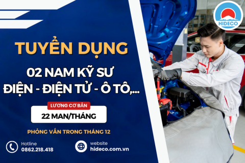 HD4175 TUYỂN 02 NAM KỸ SƯ ĐIỆN - ĐIỆN TỬ - CƠ KHÍ - Ô TÔ - TỰ ĐỘNG HOÁ