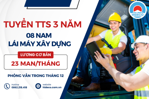 TUYỂN 08 NAM THỰC TẬP SINH 3 NĂM LÁI MÁY XÂY DỰNG TẠI NHẬT BẢN