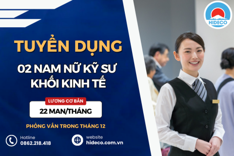 HD4212 TUYỂN 02 NAM NỮ KỸ SƯ KINH TẾ - DU LỊCH - NGÔN NGỮ - QTKS